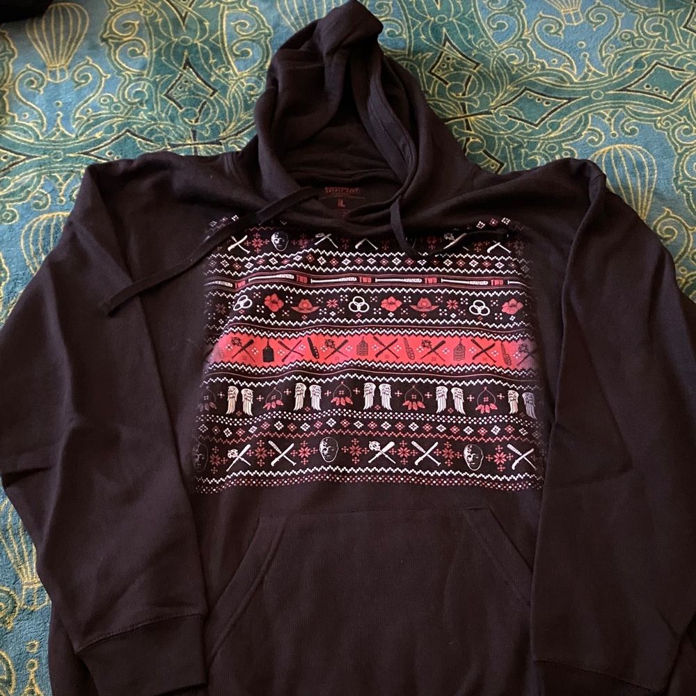 Trendy Black and Red Graphic Hoodie